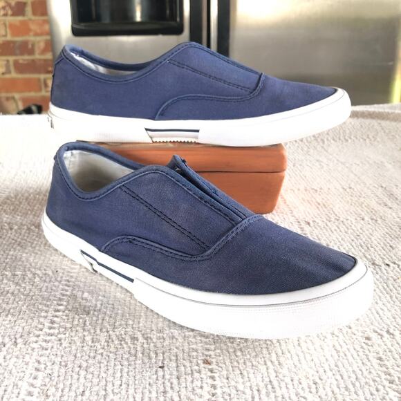 Liz Claiborne Canvas Slip On Sneakers Women's Size 7M Blue Preppy Coastal Summer - Picture 1 of 10